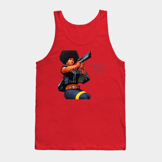 Brown Skin Big Gun Afro Tank Top by Brown Skin Garms By Urmajes-Tees 